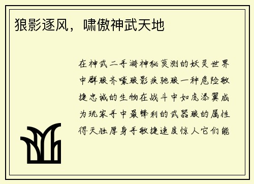狼影逐风，啸傲神武天地